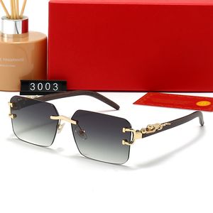 Designer solglasögon män metallglasögon cartieresglasses för kvinnor ramar av amerikanska glasögon UV400 lyx noshörning av träglasögonben ccc+