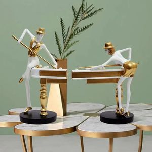 北欧のビリヤード樹脂装飾家の装飾CraftsStatueOffice Desk Figurines Decoration Bookcase Sculpture Accessories 240314