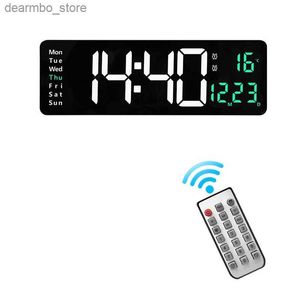 Relógios de mesa de mesa montado na parede digital controle remoto temperatura data semana exibição desligar memória relógio despertador duplo24327