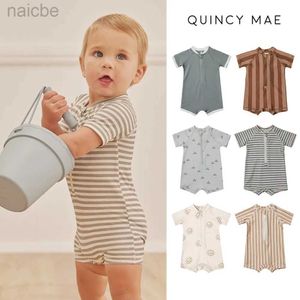 One-Pieces Kids Swimwear 24 New Quincy Mae Summer Baby Boys Girls Baby Short Sleeve Quick Dry Print One-piece SwimsuitPre-sale April 24327