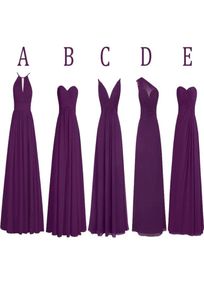 Grape Chiffon Bridesmaid Dresses Mixed Styles Spaghetti Strap Brides Maid Long Maid Of Honor MB0854100741