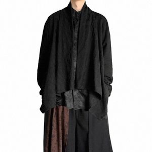 pfnw primavera nova maré masculina chinês chique jacquard daopao feminino escuro punk irregular manto casaco fi japonês vintage 12p1105 e11u #