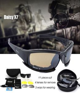 Daisy X7 Militärbrille, kugelsichere Armee, polarisierte Sonnenbrille, 4 Gläser, Jagd, Schießen, Airsoft-Brille