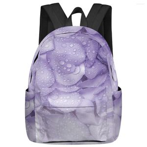 Rucksack Lila Rosenblätter Große Kapazität Männer Laptoptaschen High School Teen College Girl Student Mochila