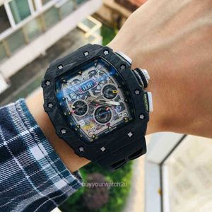 Luxury Mens Mechanical Watch Richa M Carbon Fiber Automatic Calender Week Month Sejp Lysande vattentät stor schweizisk rörelse G80Q