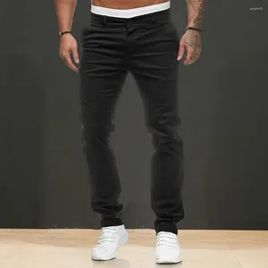 Herrenhose, mittlere Taille, stilvolle Slim-Fit-Bleistifthose mit Reißverschluss, dünne Taschen, atmungsaktive knöchellange Hose für Freizeit