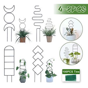 4/8pcs Indoor Climbing Plant Trellis Gardens Potted Metal Houseplant Support Flower Vine Stand Holder Balcony Potted Fixing Rod 240322
