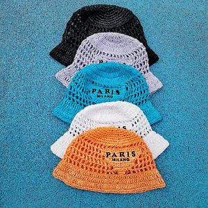 햇빛 버킷 모자 디자이너 모자 여성 패션 짚 모자 그늘 보호 해변 모자 손으로 짠 짚 어부의 여름 모자