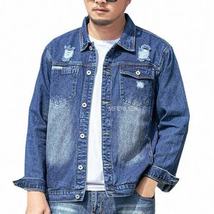 140 kg Autumn Spring Large Size Jackor 5xl 6xl Löst denim Coat Men U9SU#