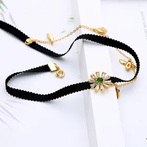 Choker Cute Flowers Ribbon Unique Chokers Bees Zircon Short Necklaces Personality Party For Women Arrival Fashion Jewelry
