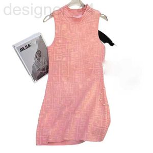 Grundläggande casual klänningar Designerklänningar för kvinnodesignerklänning Summer mångsidig grundläggande stickad tygklänning, rosa rutig KO0D