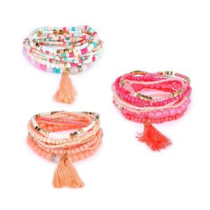 Charm Bilezikler Bohemian Plajı Mtilayer Kristal Boncuklar Tassel Bangles Kadınlar Hediye Bileği Mala Bilezik Takı Bk Damla Teslimat DHSI1