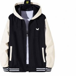 men's casual jacket 2024 Spring and Autumn new fi trend color blocking hooded charging windbreaker men's jacket G167#