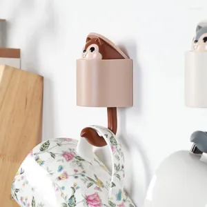 Hooks yaratıcı ev dekor karikatür hayvan sincap kafa depolama banyo mutfak asılı kanca macun duvarı çocuk hediye