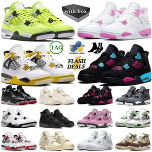 Med Box Top Jumpman 4s basketskor Män kvinnor uppfödde Reimagined Jump Man 4 Pink Oreo Thunder Military Black Sail Mens Trainers Sneakers Big Size 13