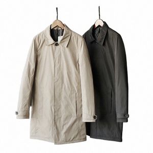 Vindtät varm mitt längd Trench Coat Mens Solid Color Streetwear Waterproof Wind Coat Man Loose Casual Japanes Style Jacket R64B#