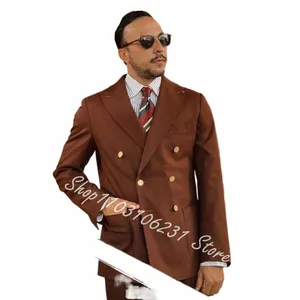 Мужской костюм с острым лацканом, двубортный приталенный костюм для мужчин, комплект из 2 предметов, повседневный формальный смокинг, пиджак, брюки, Trajes De Hombre L2l2 #