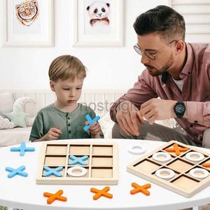 Giocattoli di intelligenza Interazione genitore-figlio Gioco da tavolo in legno XO Tic Tac Toe Scacchi Divertente sviluppo di puzzle giocattolo educativo intelligente 24327