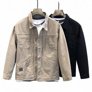 Męska odzież wiosna jesień nowy dżinsowy płaszcz męski Fi Ins Casual Cargo Shirt Fi High-end Kurtka mężczyzn Solid Kolor Jackets D0VR#