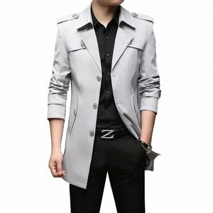 Nova Primavera Homens Trench Fi Inglaterra Estilo Lg Trench Coats Mens Casual Outerwear Jaquetas Blusão Marca Mens Roupas x15W #