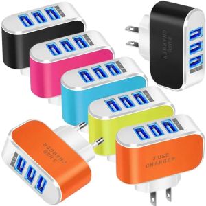 EU US Wall Charger 3ポート複数のLEDスマート充電器アダプター用iPhone 13 14 15 Samsung Galaxy S10 S22 HTC Android Phone ZZ