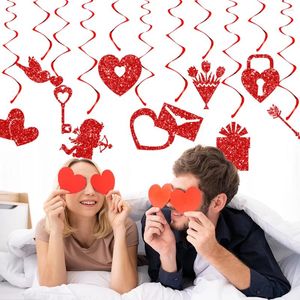 Party Decoration 11sts Valentine's Day Streamers Angel Cupid Lock och Key Banners Love Hearts Home Decor Supplies DIY