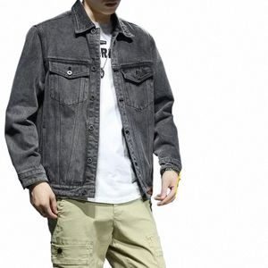 2023 Новая осенняя мужская серая джинсовая куртка в стиле ретро Fi Повседневное ковбойское пальто Мужская брендовая одежда больших размеров 5XL 6XL 7XL RE-989 22Pg #