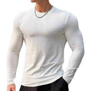 2023 new men's T shirt Solid colors Lg Sleeve Slim T-shirt young men Pure color tee shirt Casual Tee men Lg Sleeve tops W7OY#