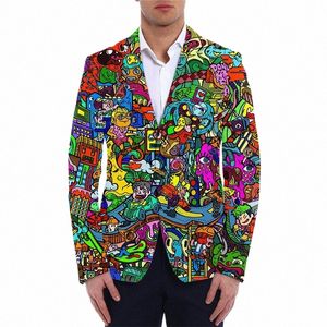 male Graffiti Jackets Suit Oversize For Men Clothing Casual Fi Men's Blazers Costum Summer Jacket Slim Coat Dropship c4qw#