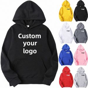 men and Women DIY Printed Hooded Sweatshirt Loose Pullover Spring Autumn Winter Cott Customize your logo Hoodie S-4XL d09f#