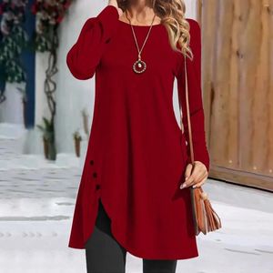 Casual Dresses Women's Dress Button Outdoor Daily Outing Active Fashion Round Neck Long Sleeve Cocktails för juniorer