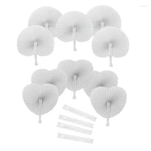 Festa Favor 36 Pcs Decoração de Casamento Forma de Coração DIY Pintura Branca Dobrável Ventilador Em Branco Festival Fãs de Mão Presente