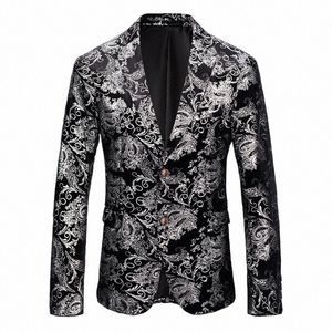 Lusso Scialle Risvolto Blazer Disegni Giacca DJ Club Stage Cantante Vestiti Nightclub Blazer Festa di nozze Dr Tuxedo 5XL Y7rM #