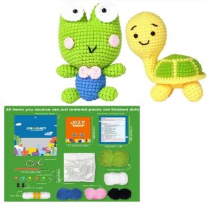 Knitting MIUSIE Turtles/Frogs Knitting Needle Material Package Crochet Hook Kit With Yarn Tools Instructions For DIY Beginners