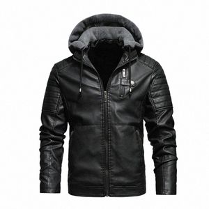 men Autumn Biker Leather Jacket Men New Winter Thicken Fleece Retro Jackets Men Casual High Quality Pu Jacket Windproof Coat G3XL#