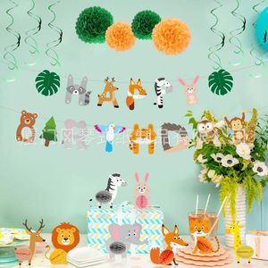 Party Decoration Spot Animal Theme Decorative Background Wall Standing Honeycomb Letters Laqi Forest Paper Flower Set