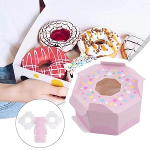 Envoltório de presente 20 pcs caixa de doces de donut doce chocolate rosa / champanhe papel tema festa de casamento favor crianças presentes suprimentos