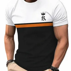 Engraçado 3D Carta Padrão Camiseta Para Homens Fi Stripe Imprimir T-shirts Verão Venda Quente Manga Curta Tops Casual O-pescoço Solto Tees h4pQ #