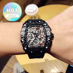 Designer Luxury RM Wrist Watch Mens Mechanical Watch Business Leisure R50-03 Automatic Black Carbon Fiber Tape Trend Swiss Movement Wristwatches