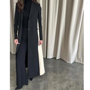 Erkekler Suitler Resmi Kadınlar Blazer Siyah ve Bej Tek Kelime Beasmed Notch Lapel Ofis Lady Elegant Ceket Abayas Femme Yüksek Kalite Özel 2024