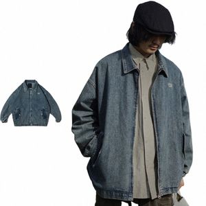 Wed Denim Jacket Men Women Harajuku Loose propoatile Cargo Coat American American assual Zip-up stack