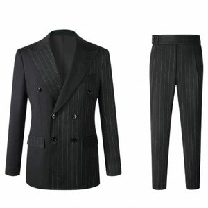 men's Suit Design Sense Half Stripe Jacket with Striped Trousers for Busin Fi Show w9PW#