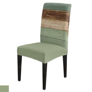 Pokrywa krzesełka Ziarna Retro Zielona okładka jadalnia 4/6/8pcs Spandex Elastyczna kadra na ślub w pokoju domu