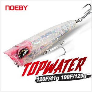 Noeby Topwater Popper Fishing Cazibesi 12cm 41g 15cm 94G 19cm 129G Jet Popper GT Ton balığı için yapay sert yem 240312