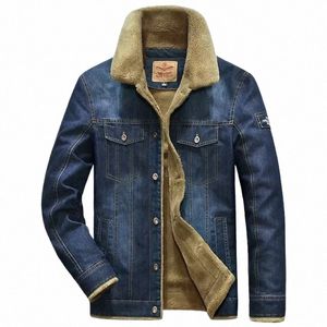 Winter Herren Denim Jacke Hochwertige Wolle Thicked Thermal Mantel Multi Pocket Revers Fi Casual Jacken Größe 6XL Männer Kleidung n762 #