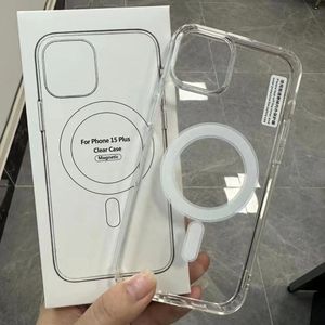 Custodie per telefoni antiurto magnetiche in acrilico trasparente trasparente per iPhone 15 14 13 12 11 Pro Max Mini con pacchetto di vendita compatibile con caricatore wireless Magsafe