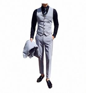 Terno masculino Colete Sleevel Jaqueta Único Breasted Slim Fit Casual Formal Men's Wedding Chaleco Hombre v6DG #