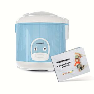 MOOSUM Riso Elettrico One Touch per Riso Sushi Asiatico Giapponese, 10 Tazze Crudo/20 Tazze Cotte, Pentola Comoda e Veloce con Vaporiera, Alloggiamento in Acciaio Inossidabile e