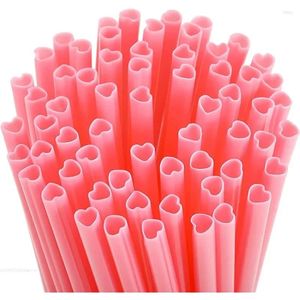 Cucchiai 10 pezzi di cannucce rosa creative a forma di cuore Love Straight Cannucce singole confezionate singolarmente per matrimoni e compleanni