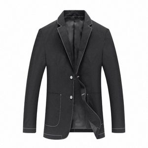 new Men's Fi Gentleman British Trend Casual Everything with Solid Color Slim-fit Korean Versi Officiating Wedding Blazer O63x#
